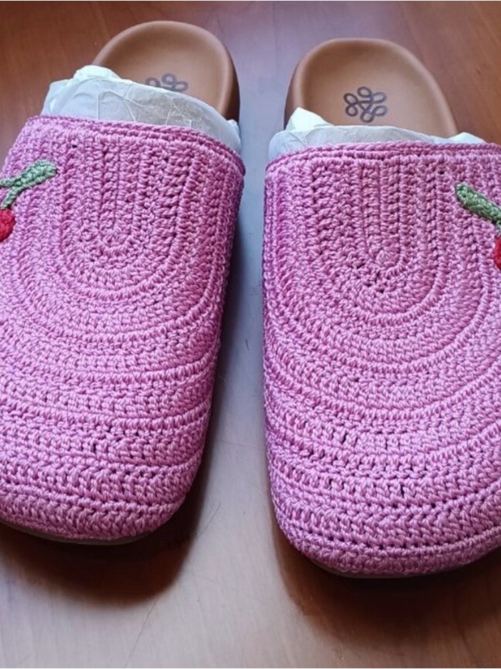 The Sak Pink Crochet Red Cherries Slip-On Women's Clogs - Picture 3 of 3